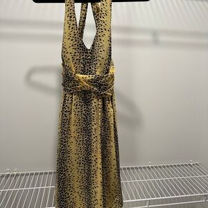 Yellow and Black Patterned Halter Dress